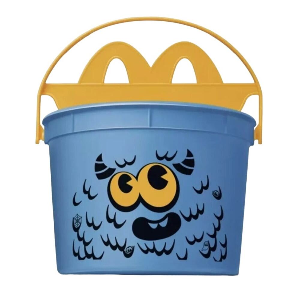 2024 McDonalds Halloween Bucket Pail Classic Boo Bucket Monster Stickers Blue